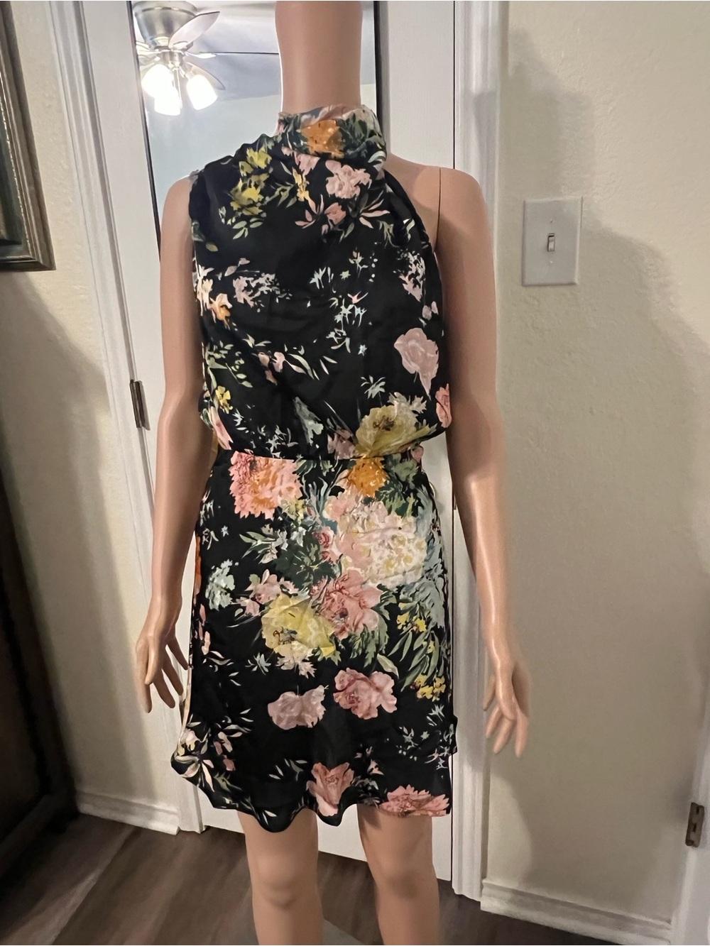 Petal & Pup Black Floral Halter Dress